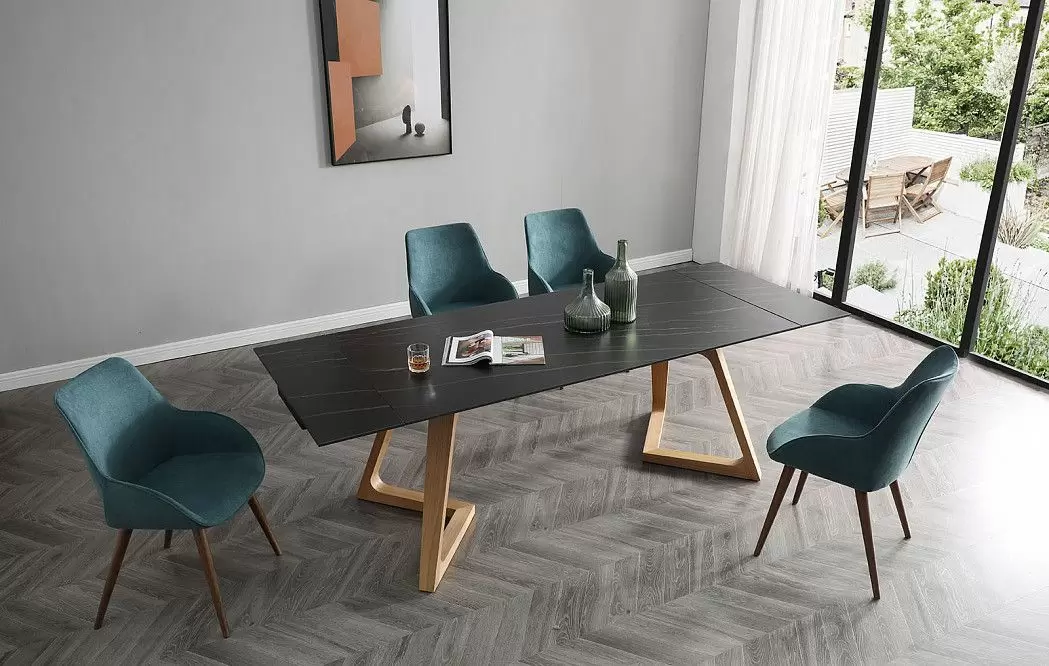 Стол раскладной Sorrento 180-240, черная керамика/ясень из Италии