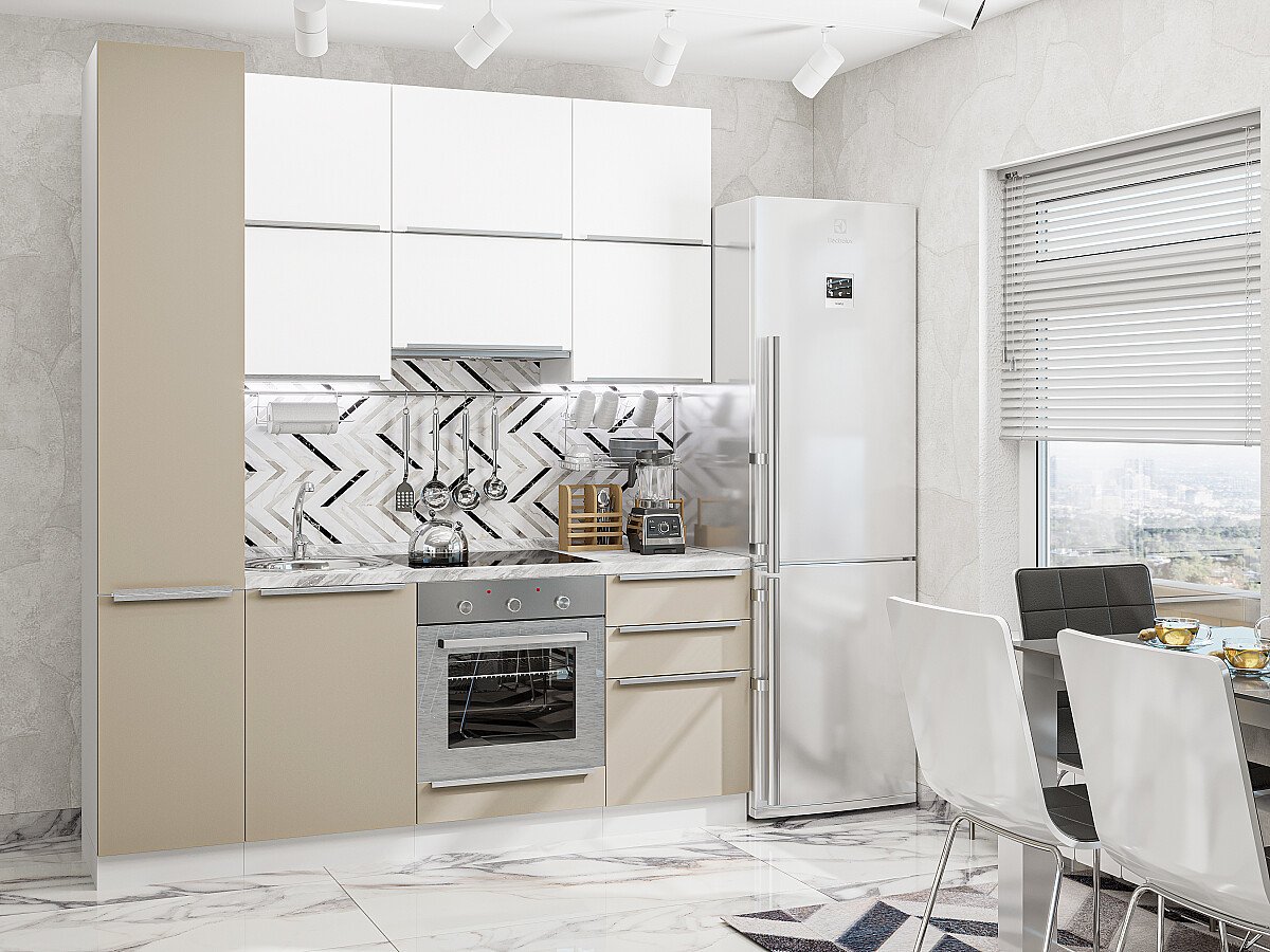 Кухня Фьюжн-06 2340*2000*600 Silky White/Silky Grey