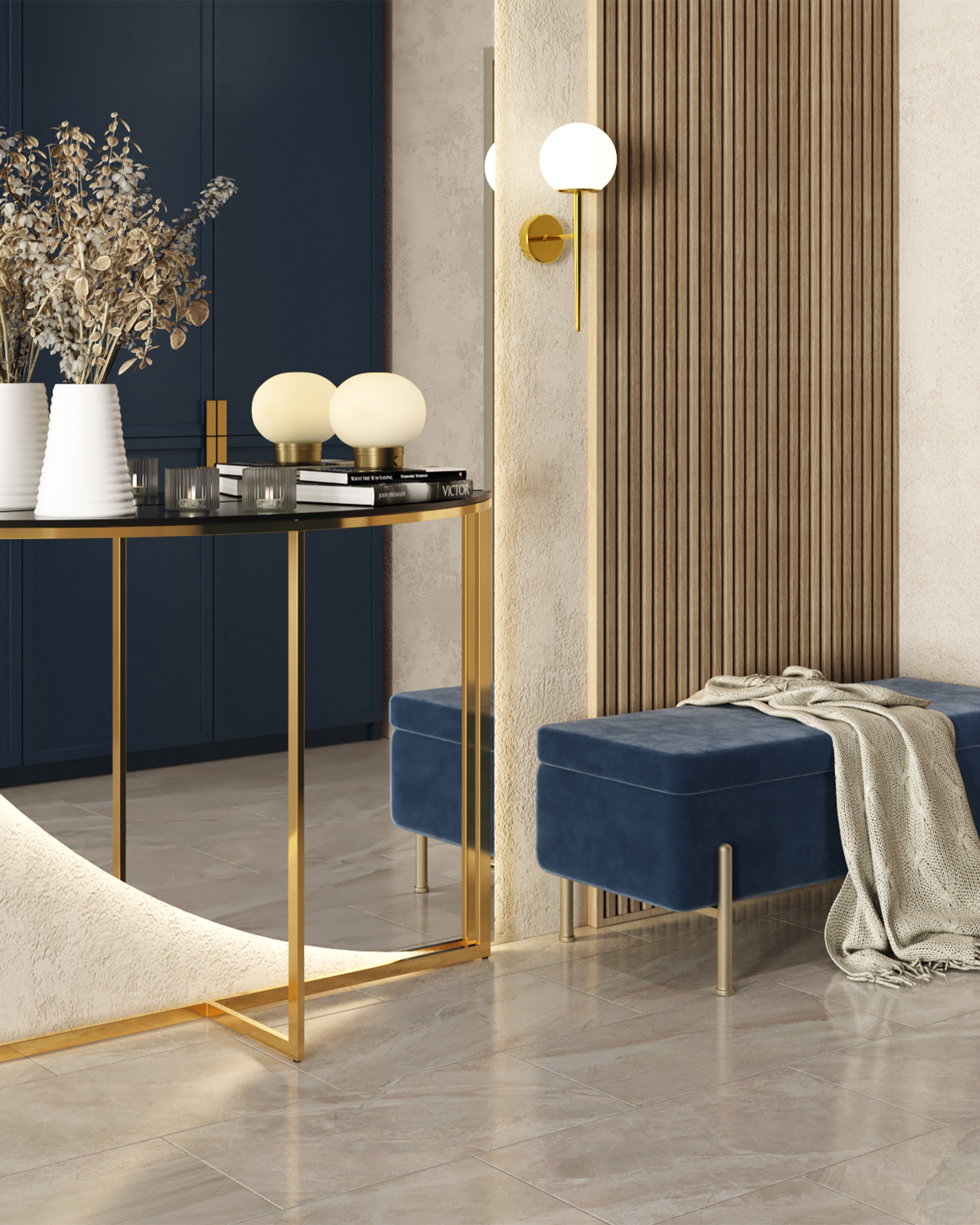 Консоль полукруглая АЛЬБА 115*30 золото стекло черное из Италии