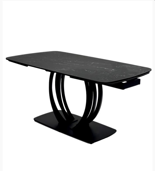 Стол MATERA 160 NERO KL-116 Черный мрамор матовый, итальянская керамика/ черный каркас М-City из Италии