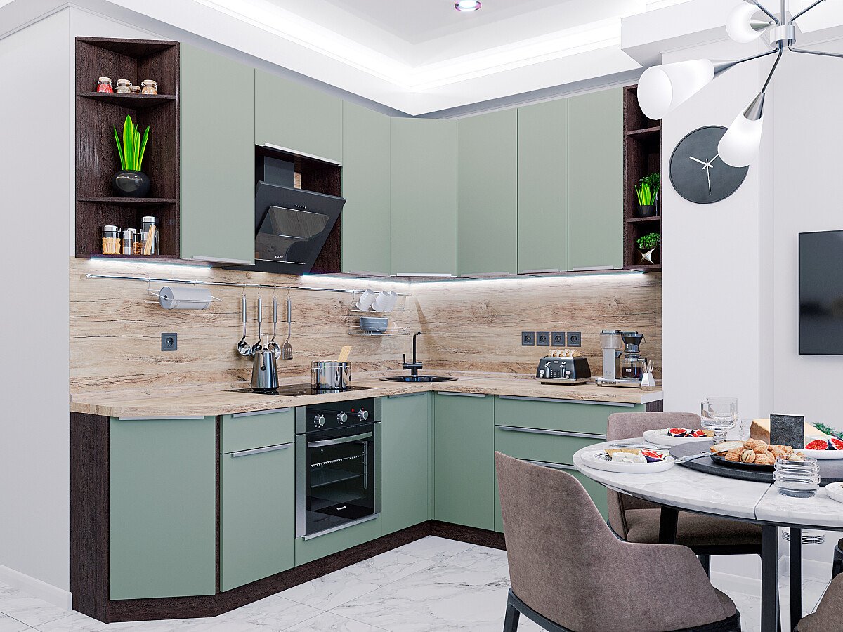 Кухня Фьюжн-02 2340*2200/1790*600 Silky Mint