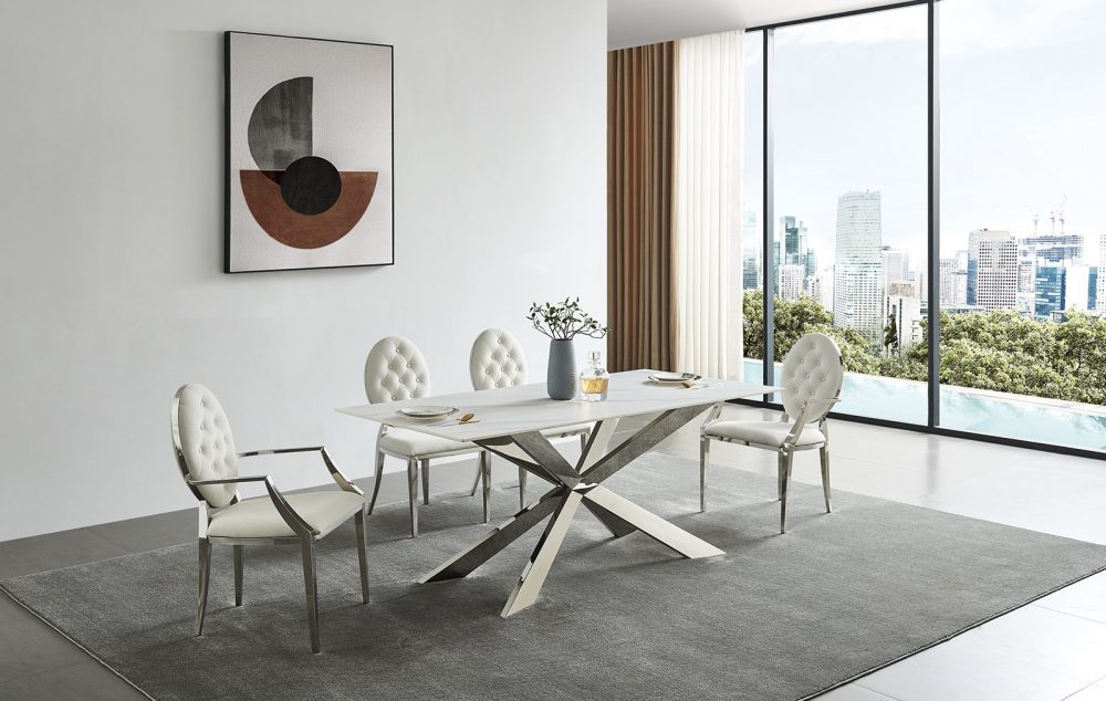 Обеденный стол T088-180 белый камень из Италии