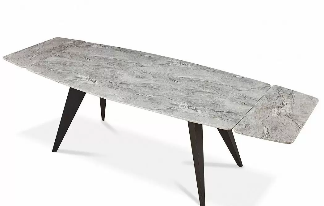 Стол раскладной Ramses 160-230, серый мрамор/черный из Италии