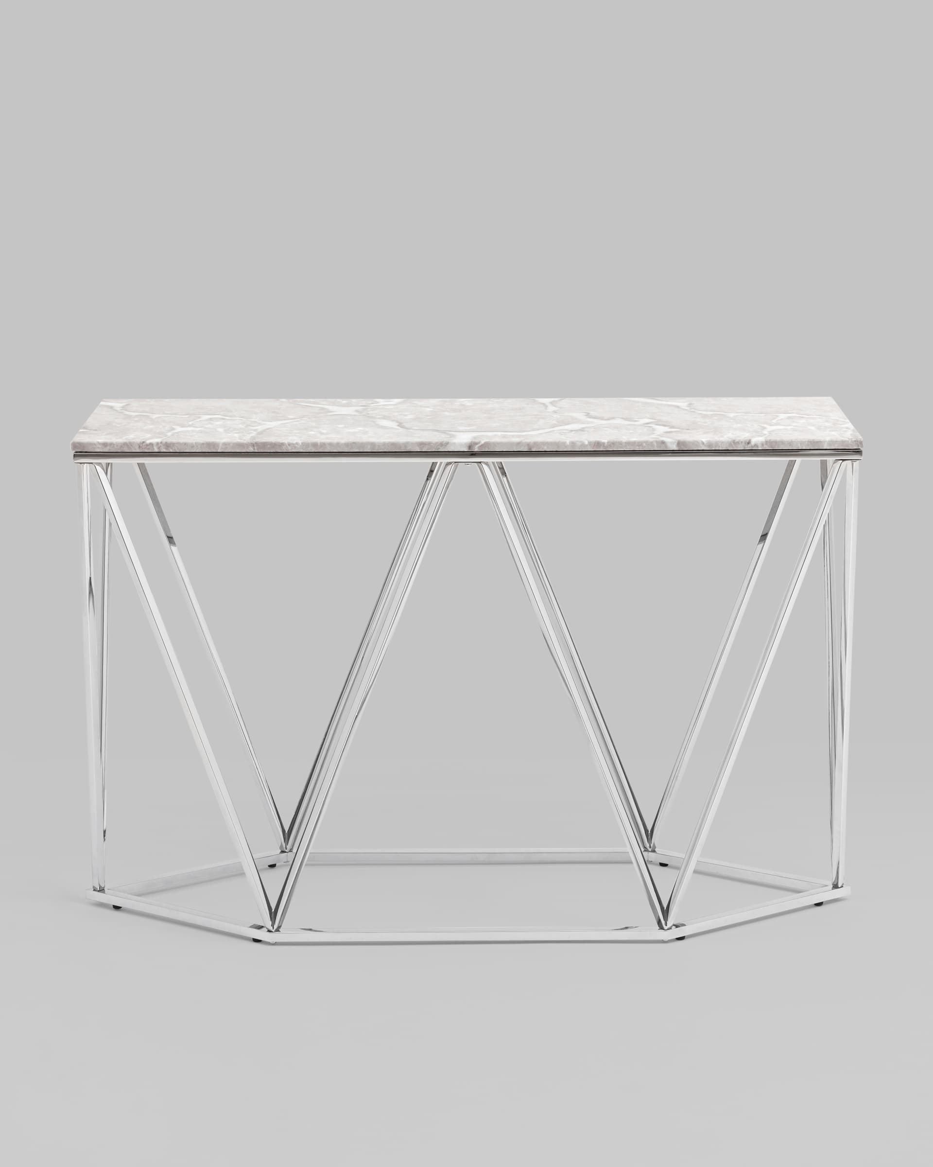 Консоль Авалон 122*41 серый мрамор сталь серебро из Италии