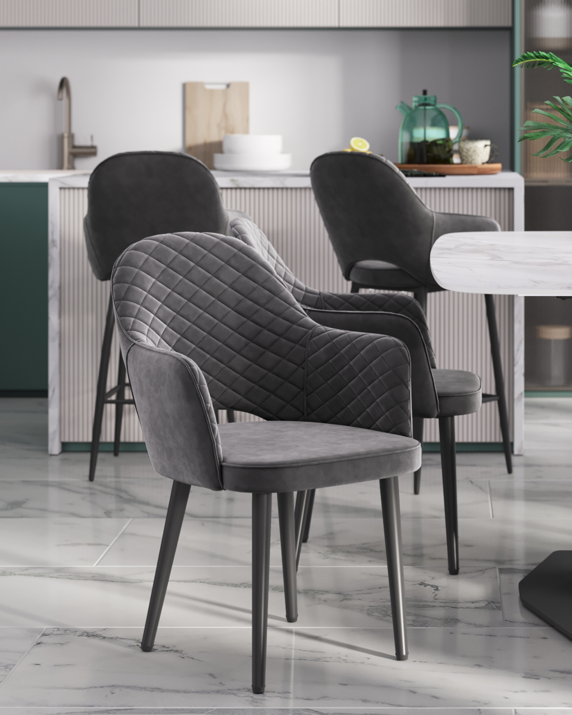 Стул Венера диамант велюр серый из Италии