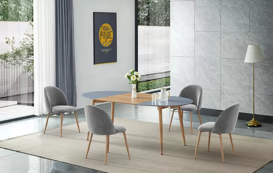 Стол раскладной Margaret 120-200, серый/светлое дерево из Италии