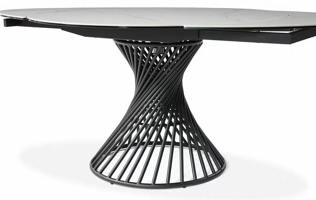 Стол раскладной Tornado 120-180, белая керамика/черный из Италии