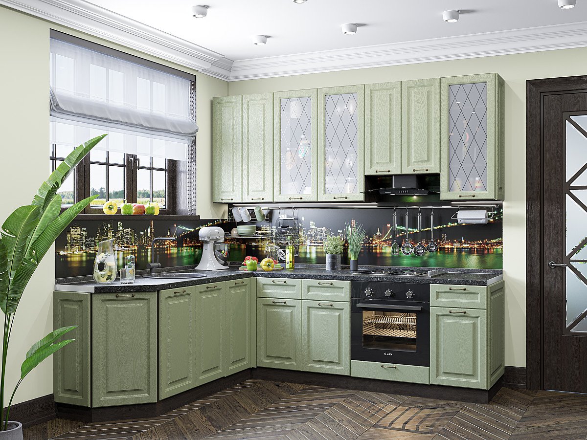 Кухня Ницца-03 2340*1890/2400*600 Дуб оливковый