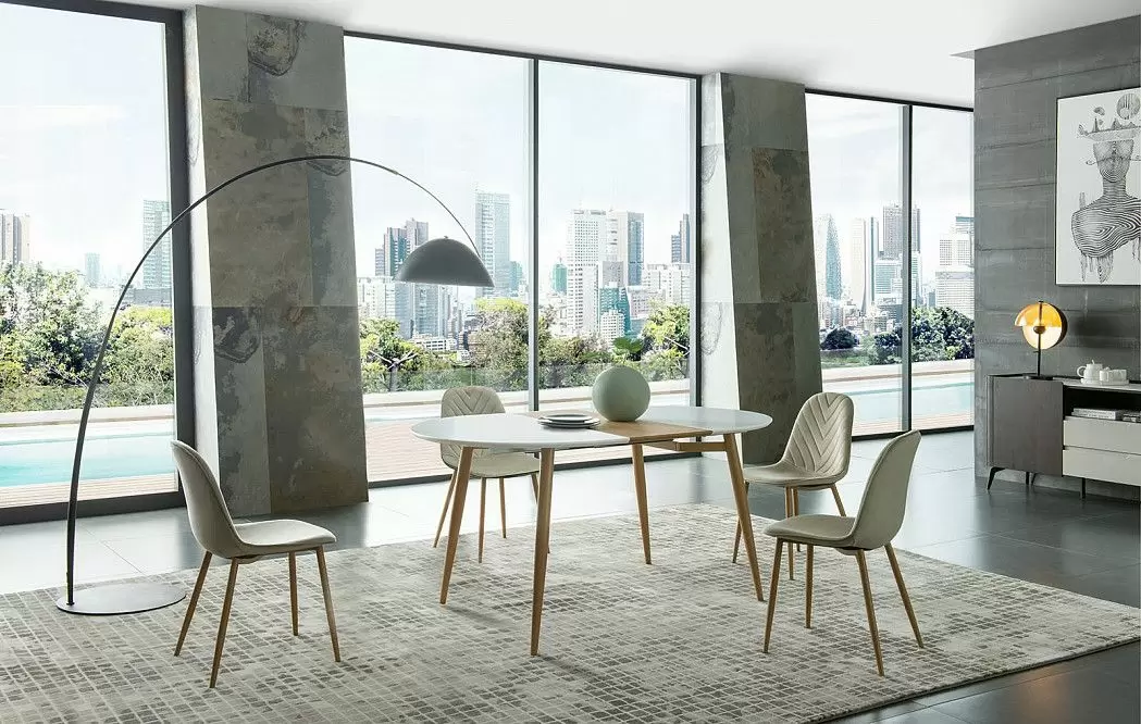 Стол раскладной Suzy 120-200, белый/дуб из Италии