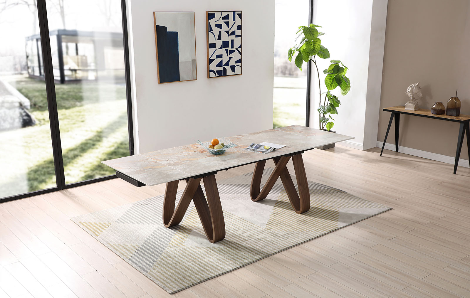 Стол раскладной Lido 160-240, серая керамика/орех из Италии