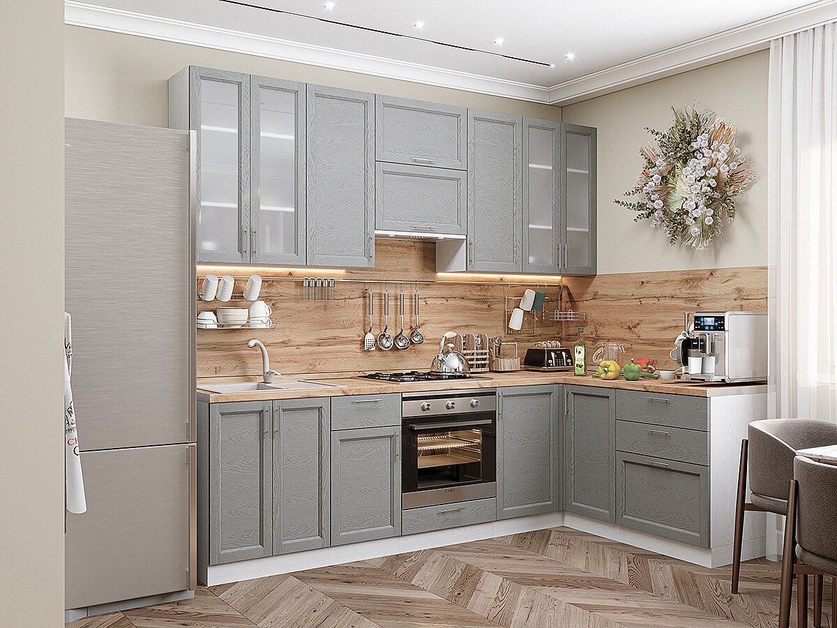 Кухня Сканди-04 2340*2650/1590*600 Grey Softwood