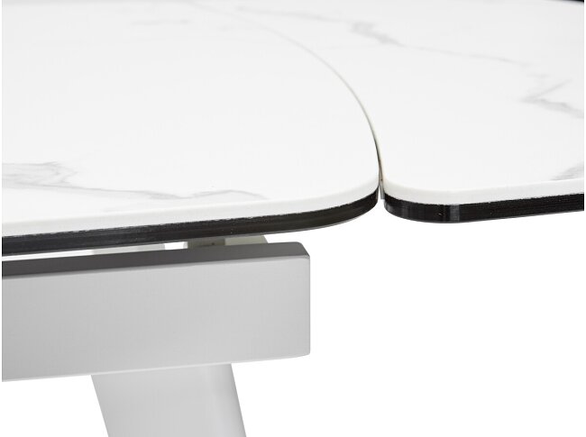 Стол ELIOT 120 HIGH GLOSS STATUARIO Белый мрамор глянцевый, керамика/ белый каркас М-City из Италии
