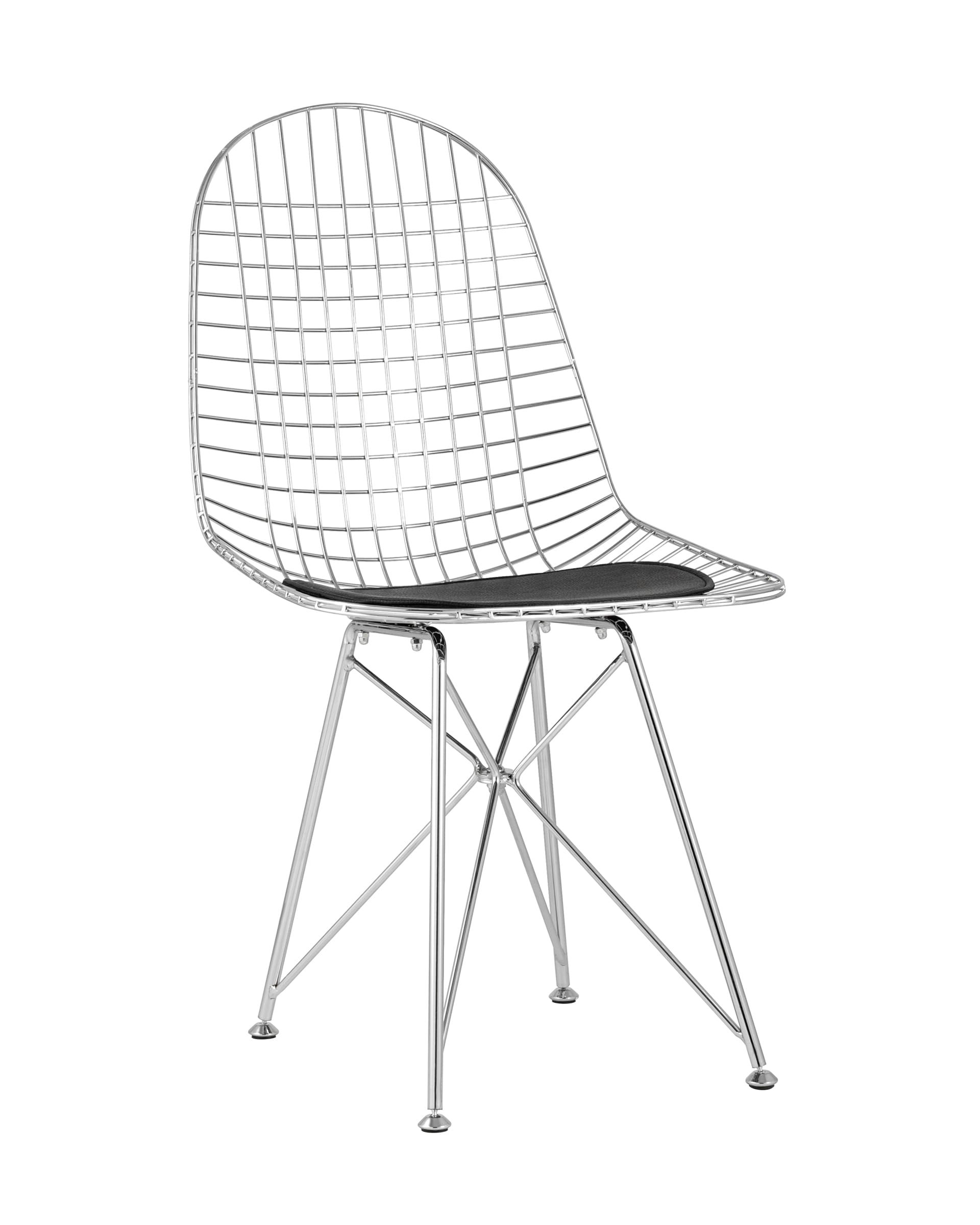 Стул обеденный Eiffel хромированный с черной подушкой из Италии