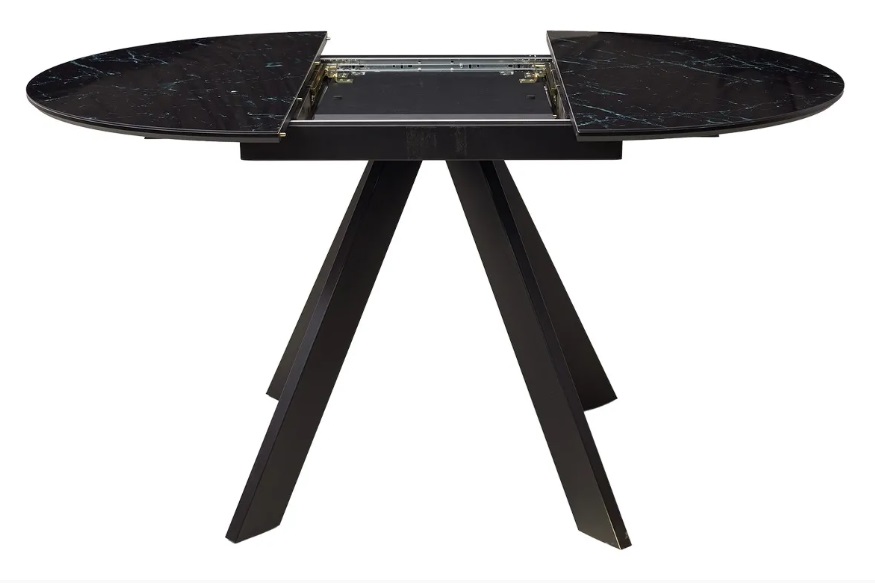 Стол БОНЖУР 100 ЧЕРНЫЙ МРАМОР, черная шагрень, стекло / ЧЕРНЫЙ каркас М-City из Италии