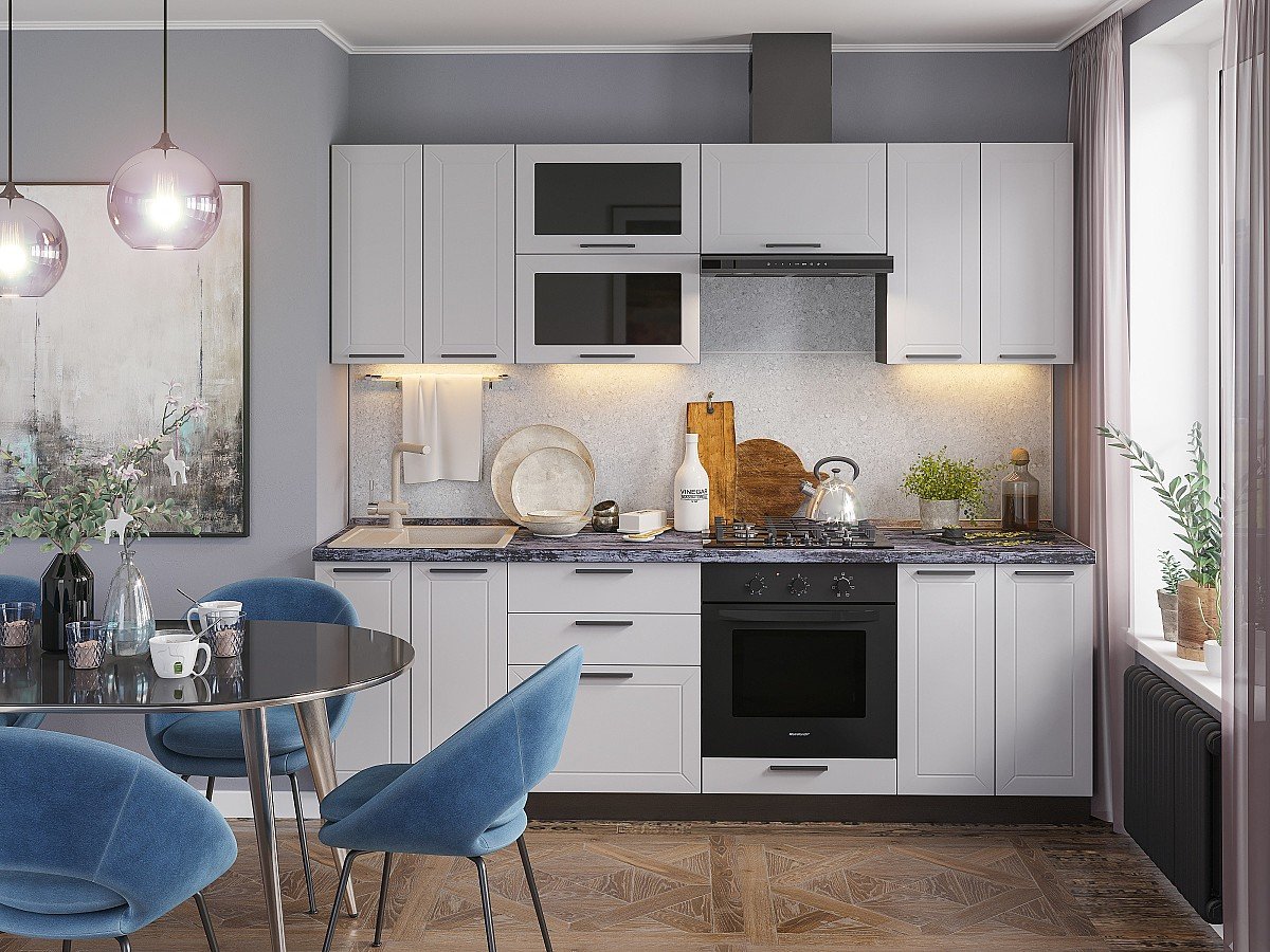 Кухня Глетчер-02 2140*2400*600 Гейнсборо Силк