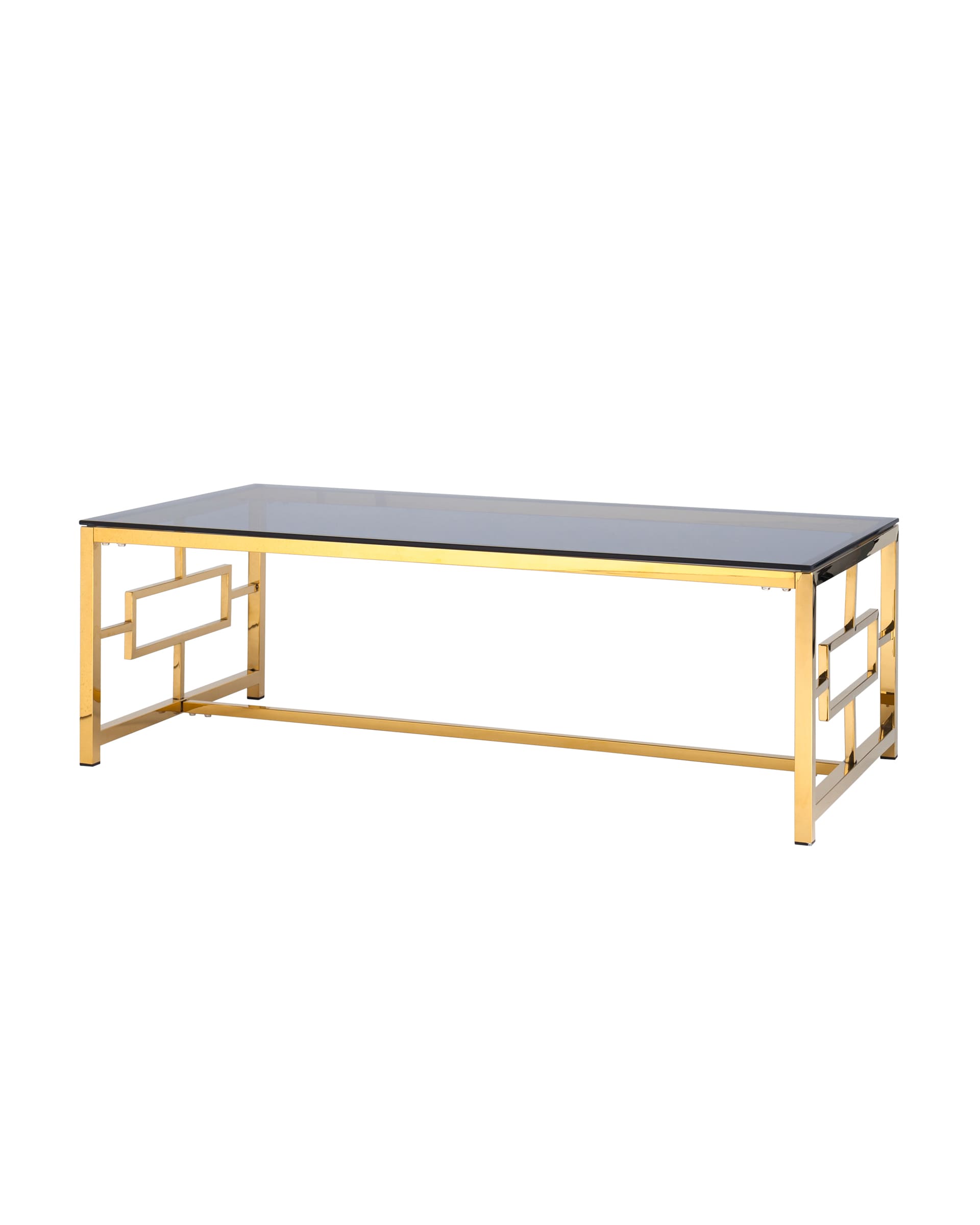 Журнальный стол 120*60 БРУКЛИН, стекло smoke, сталь золото из Италии